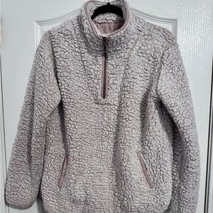 Thread & Supply Cozy Beige Sherpa Pullover, Size Medium